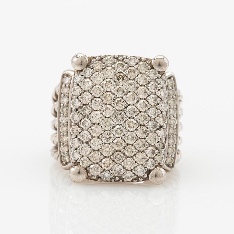 David Yurman, ring, silver och briljantslipade diamanter.