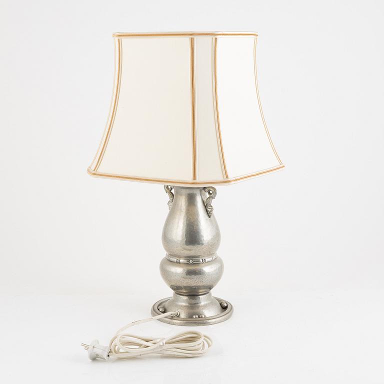 A pewter table lamp, Holland/Denmark, 1920's.