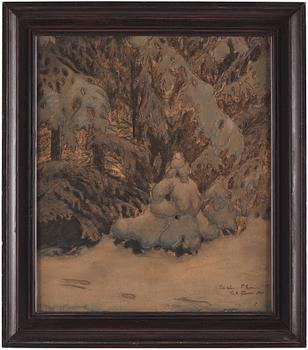 Gustaf Fjaestad, Snowy landscape.