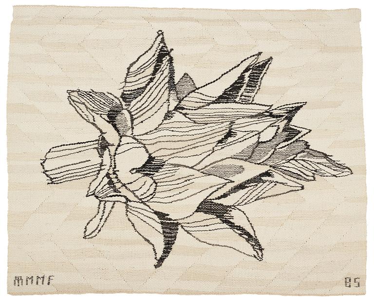Barbro Sprinchorn, Vävd tapet, "Kronärtskocka", gobelängteknik, ca 68-68,5 x 82,5-83,5 cm, signerad AB MMF BS.