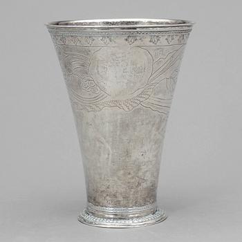 BÄGARE, silver, Bengt Biörn, Västerås, verksam 1734-1757. Vikt ca 257g.