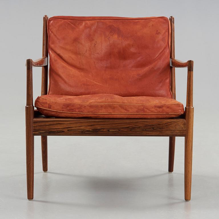 An Ib Kofod Larsen palisander easy chair 'Samsö', OPE-möbler, Sweden 1960's.