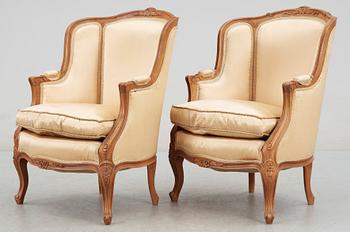 BERGÈRER, ett par, rokokostil 1900-tal.