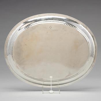 Georg Jensen, a 830/1000 silver tray, Copenhagen 1919, design nr 88.