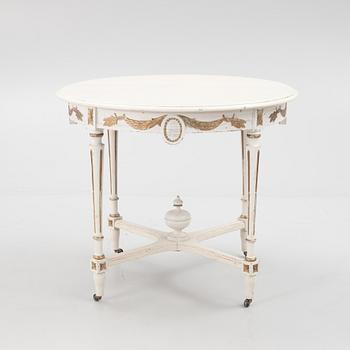 Chairs 4 pcs and table, Gustavian style, from around the year 1900.