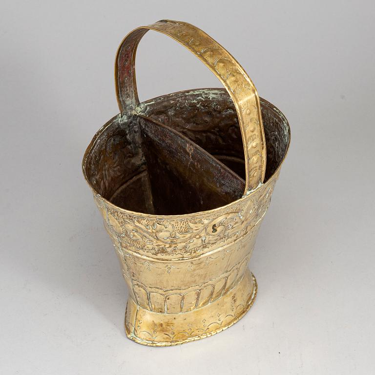 A 19th century brass flower basket.