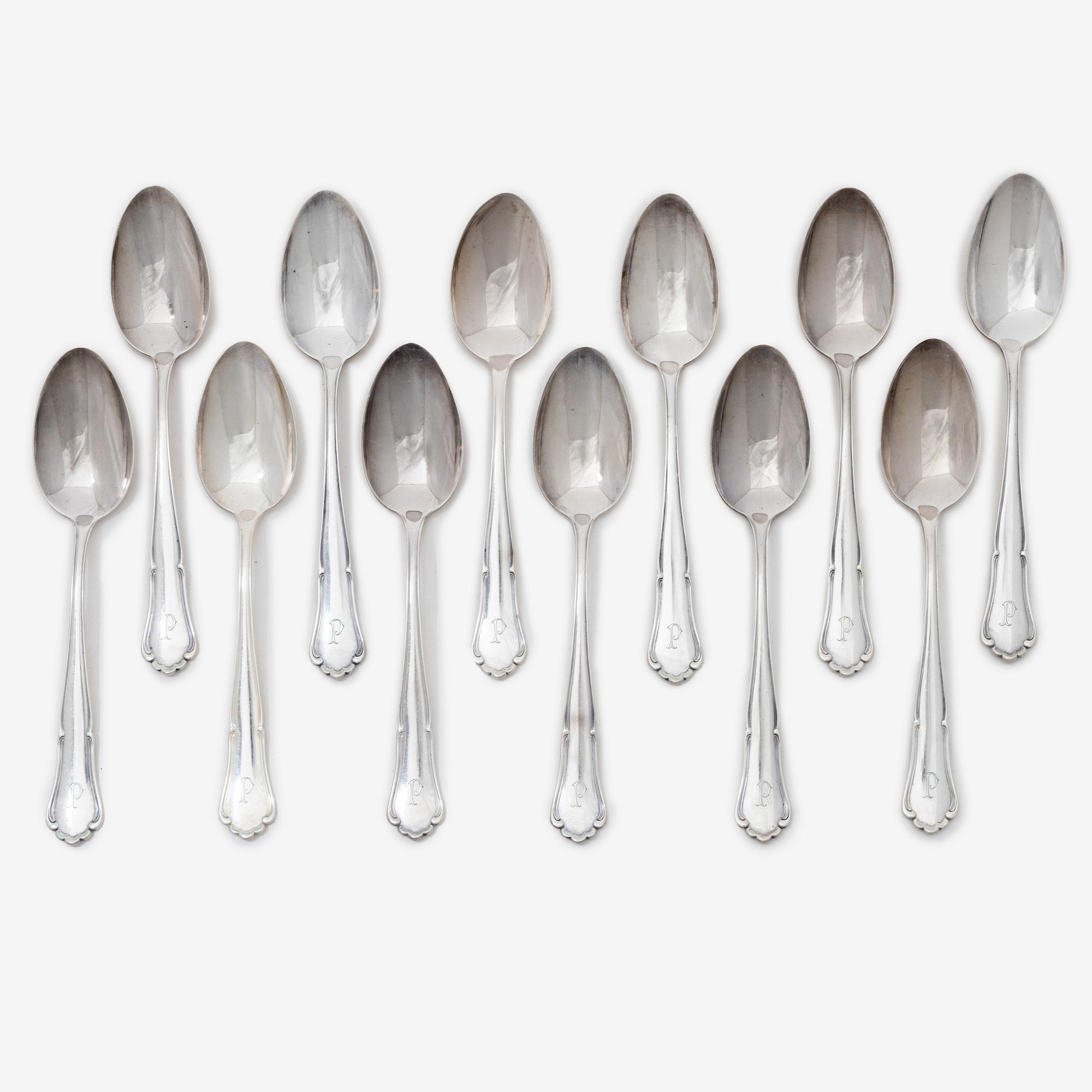 Twelve silver table spoons, model Saga, Skandia, 1946.