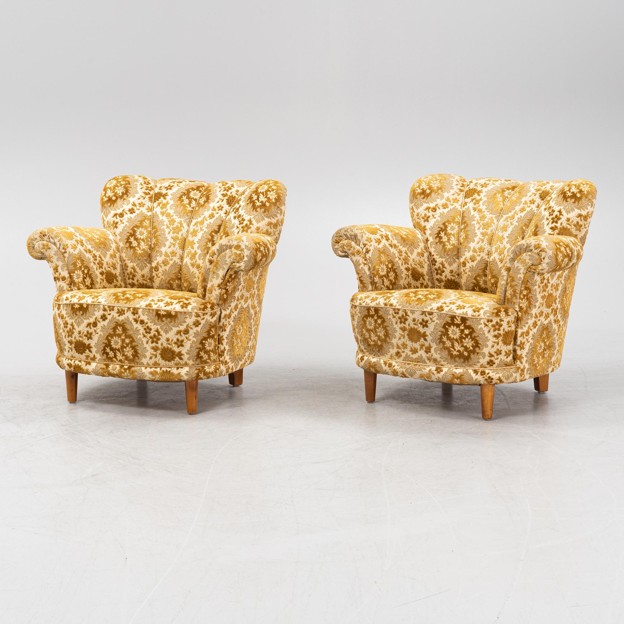 A pair of easy chairs, 1940's.