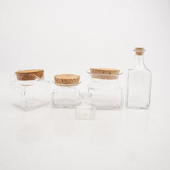 Signe Persson-Melin,  a set of 14 pcs of "Silli Kvadrat" Boda 1960s glass and cork.