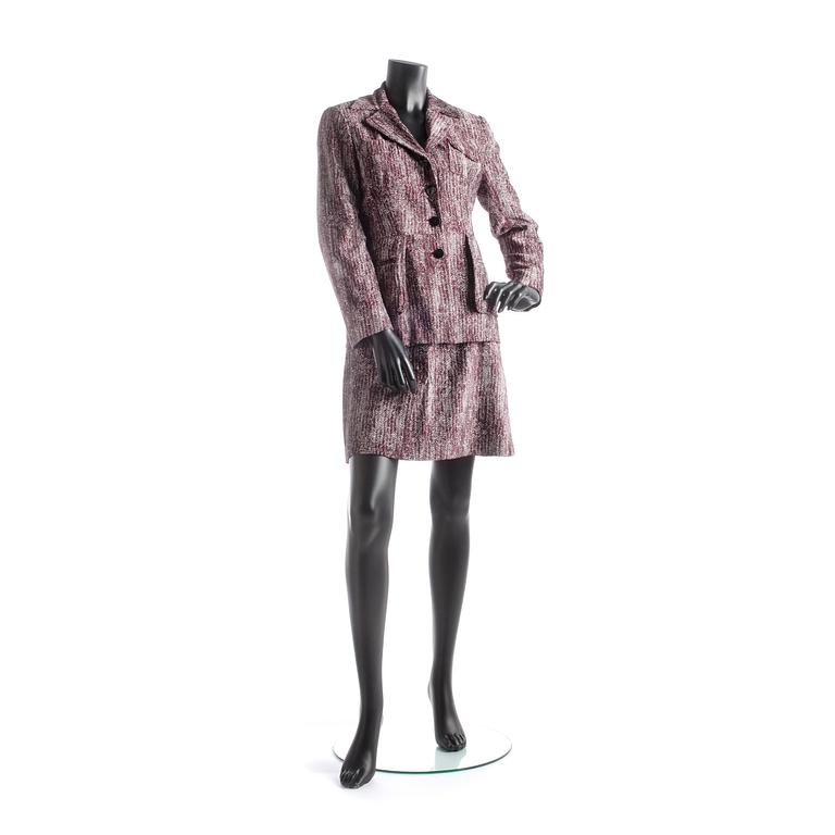MYRENE DE BEMONVILLE, tvådelad dräkt bestående av kavaj samt kjol, 1960-tal.