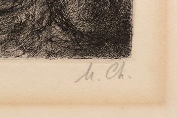 Marc Chagall, handkolorerad etsning, signerad 75/100.