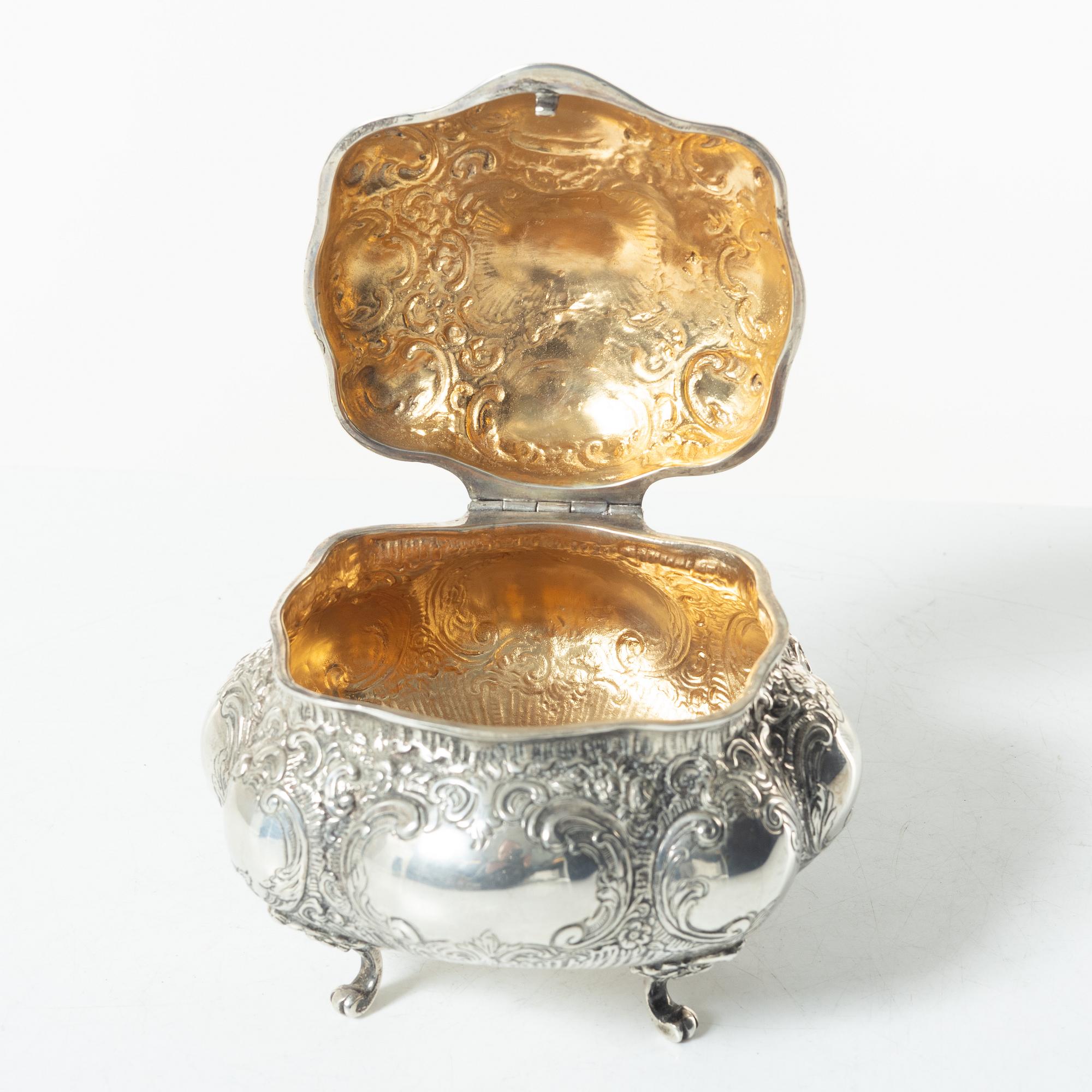 Sockerskål, silver, rokokostil, 1900-tal.