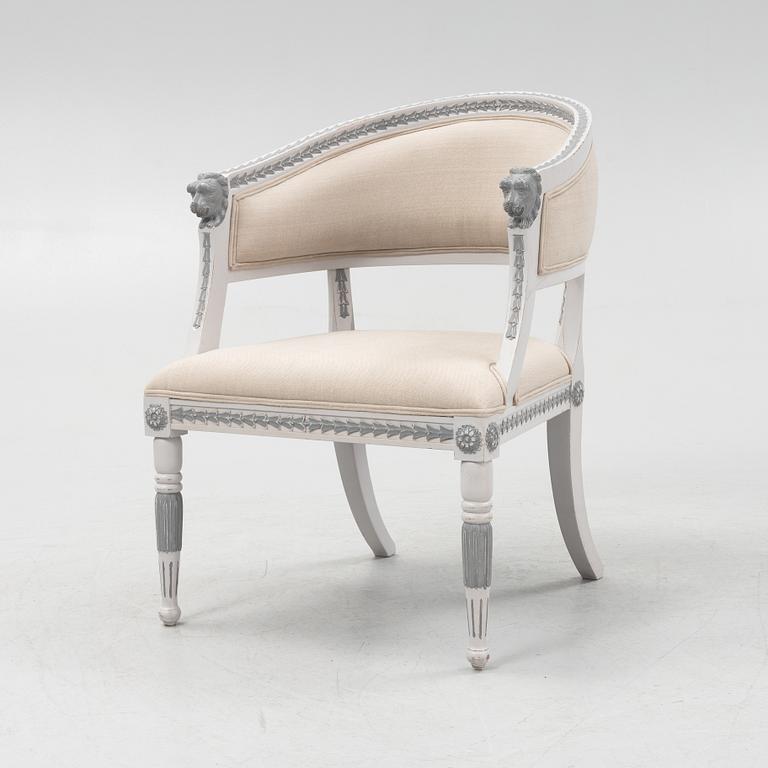 A late Gustavian style armchair, contemporary.