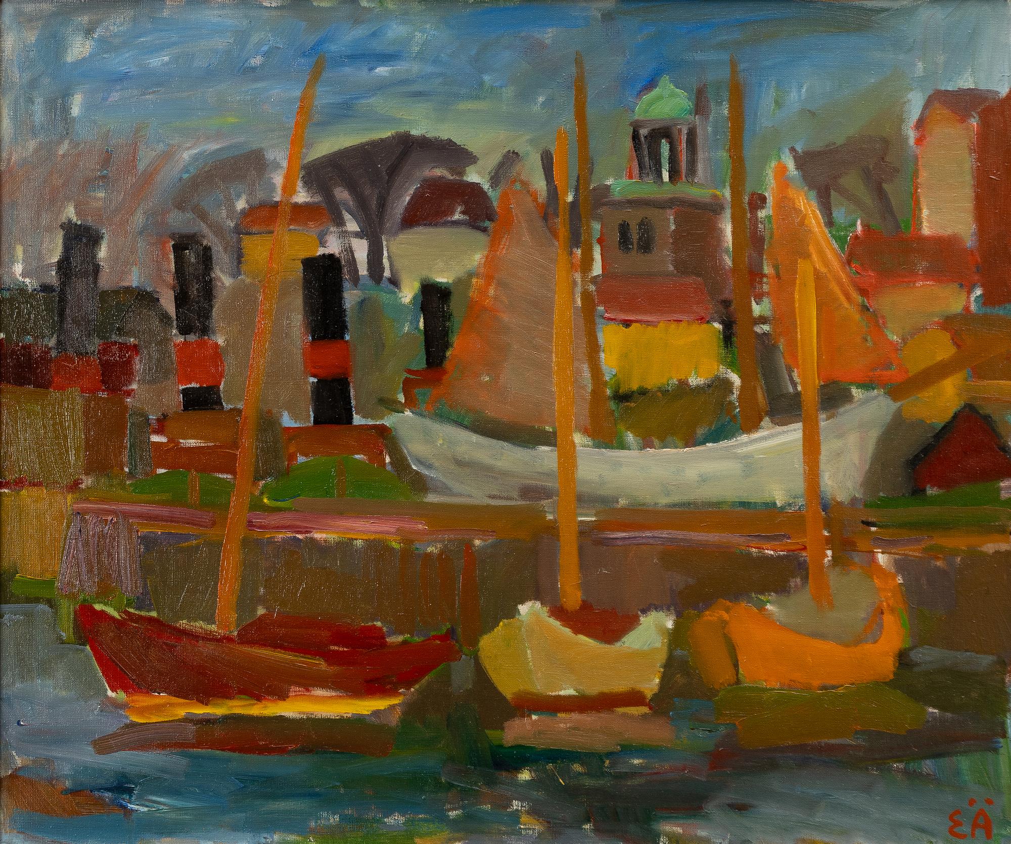 Erling Ärlingsson, Boats in harbour.