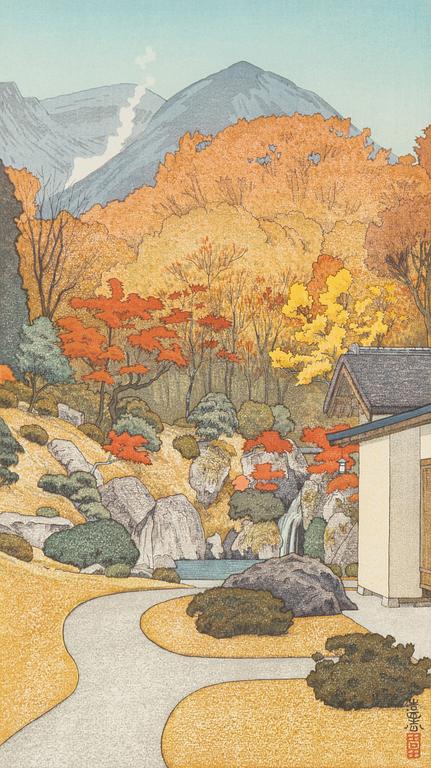 Toshi Yoshida, A woodblock print in colurs, 1954, signed in pencil.