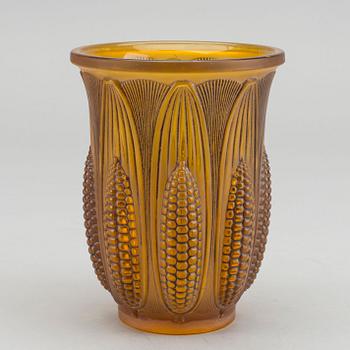 VAL ST LAMBERT, a moulded glass vase around 1925.