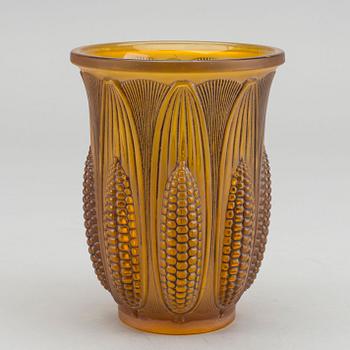 VAL ST LAMBERT, a moulded glass vase around 1925.