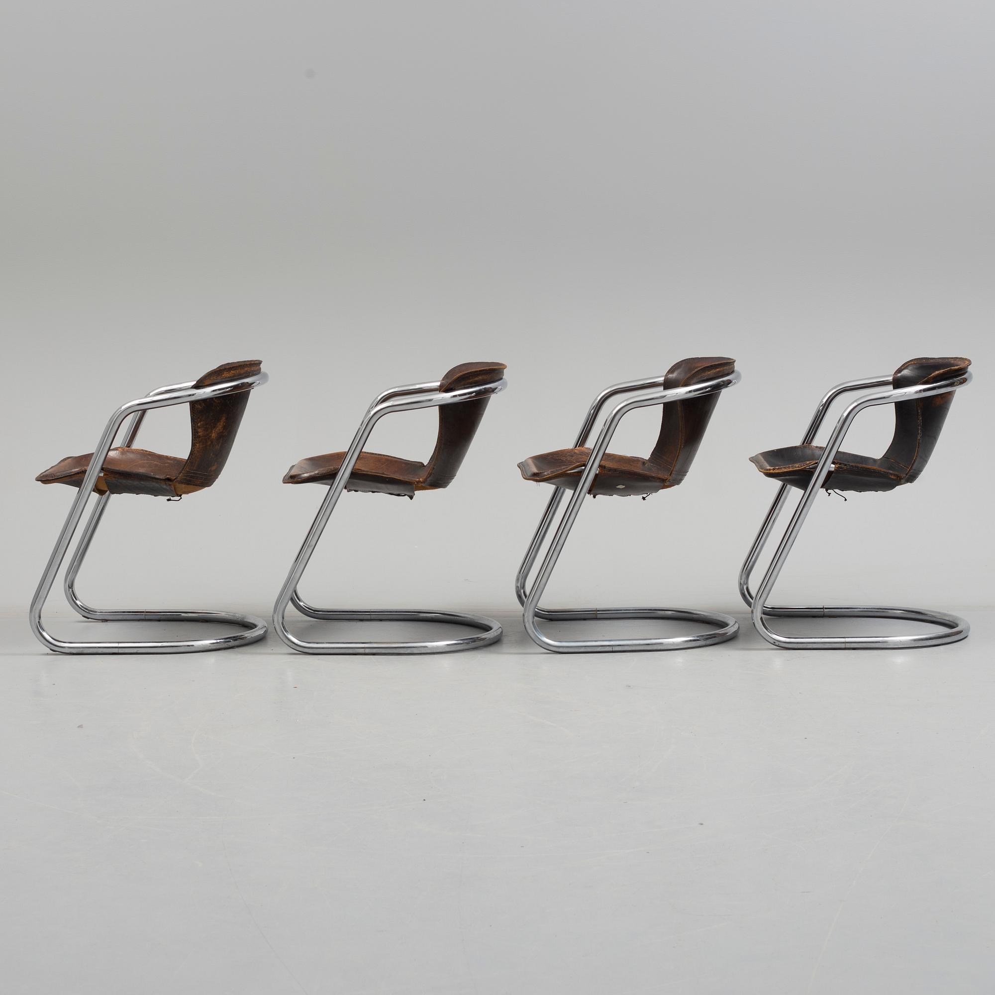 Four 1970s  'Cidue' chairs by Willy Rizzo, Italy.