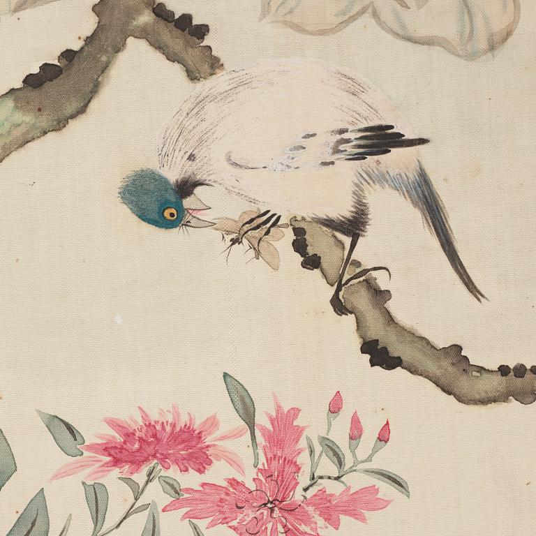 Two Fan paintings by unknown artis, late Qing dynasty.