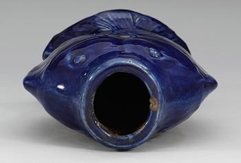 A blue glazed 'double fishes' vase, Qing dynasty, 18/19th Century.