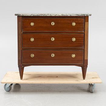 A Gustavian style chest of drawers, around 1900.