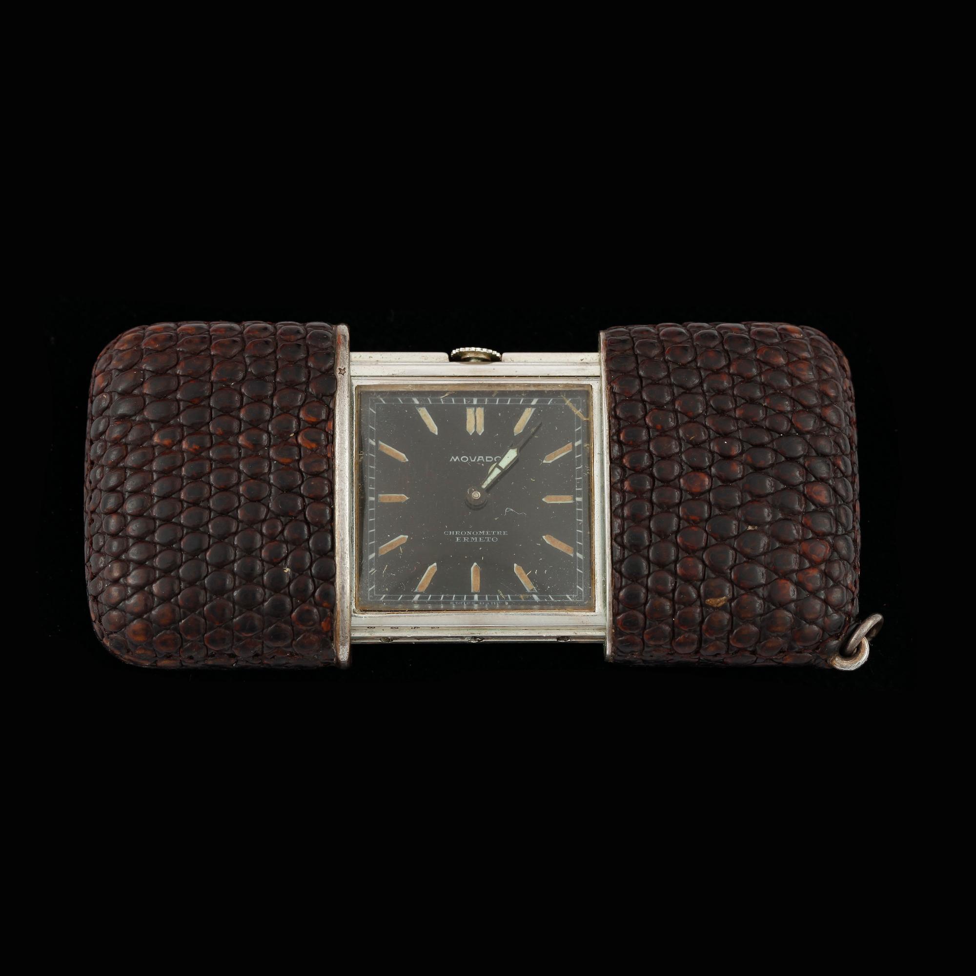 RESEUR, Movado, sterling silver och krokodil, 1900-talets första hälft.