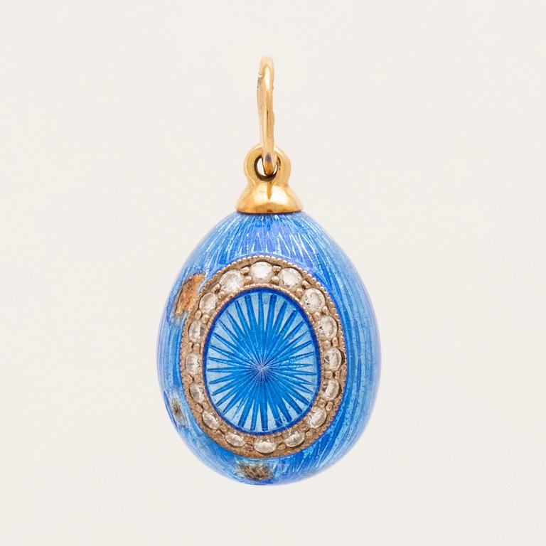 W.A. Bolin, pendant in 18K gold with round brilliant-cut diamonds and enamel.