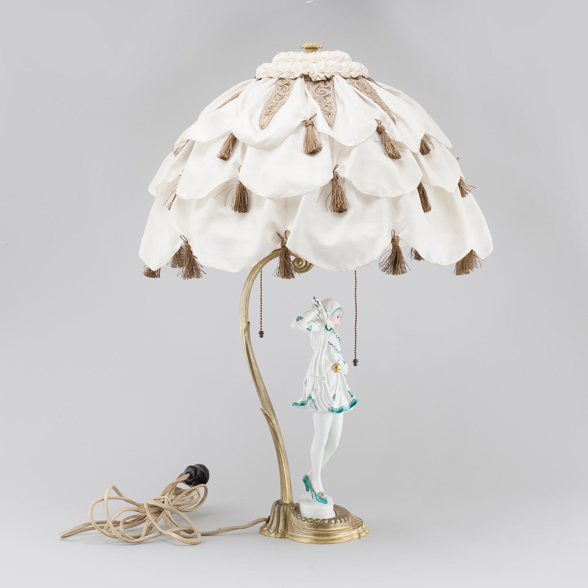 A table lamp with a porcelain figurine by Rosenthal, first half of the 20th century.