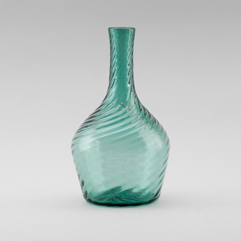 FLASKA/KARAFF, grönt glas, 1800-tal.