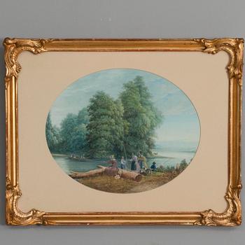 OKÄND KONSTNÄR, gouache, a tergo märkt Obramovits, 1800-talets mitt.