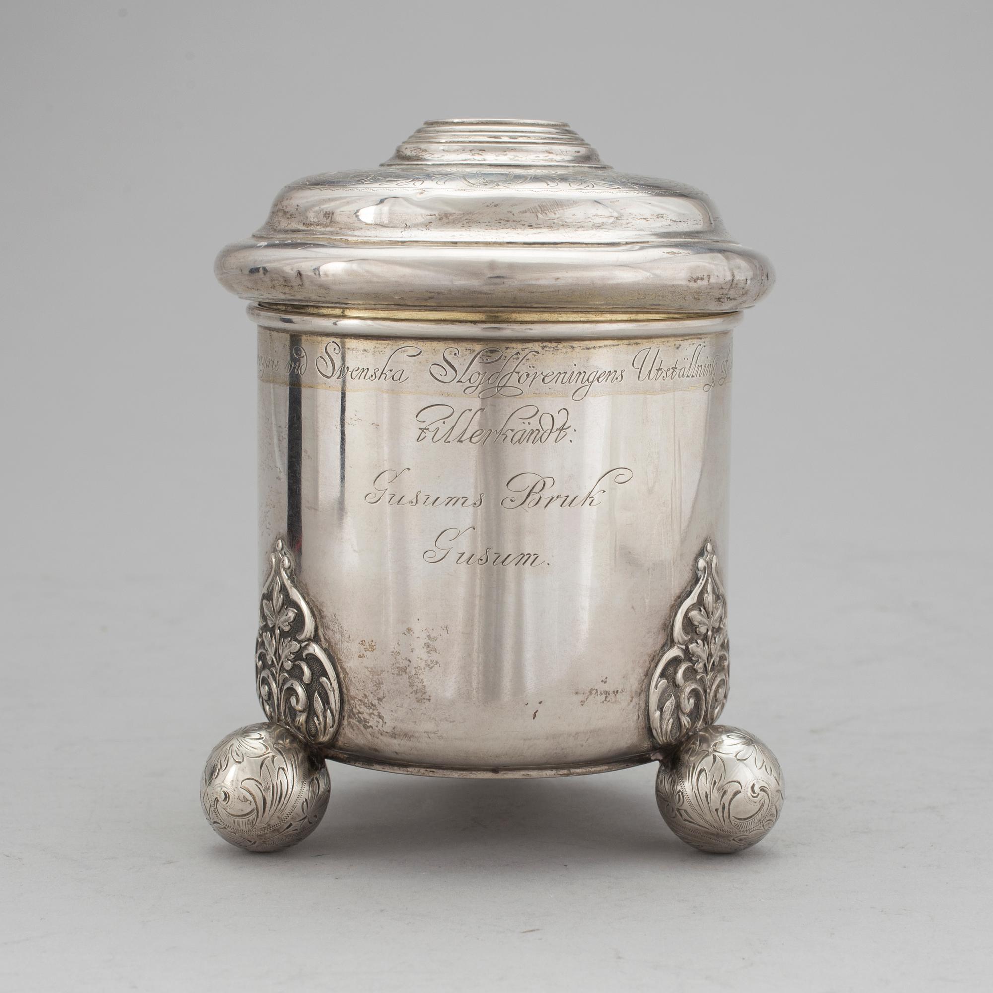 STOP, barockstil, silver. CG Hallberg, Stockholm 1895. Carl Robert Lamms hederspris vid SSF:s utställning. Vikt ca 400 g.