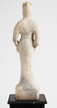 A white stone scultpure of Guanyin, China, presumably early 20th Century.