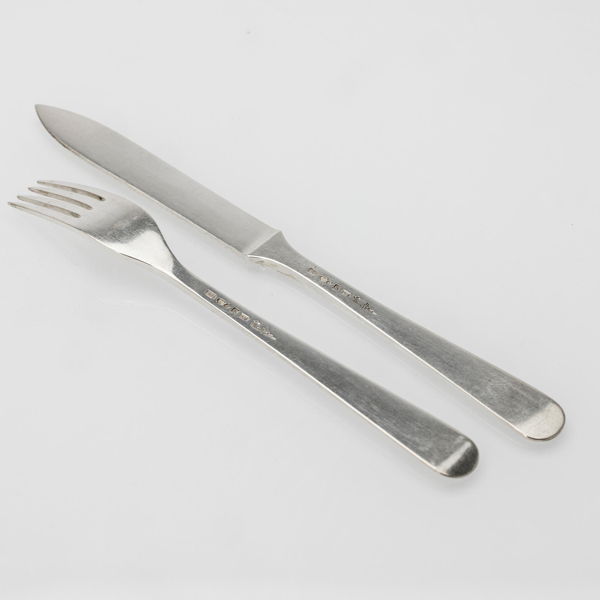 Wiwen Nilsson, fruktbestick, 24 delar, silver, Lund, 1937.