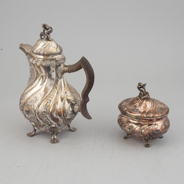 A three piece silver coffee service, CG Hallber, Stockholm 1945.