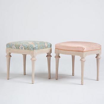 A pair of Gustavian stools, second part of the 18th century.