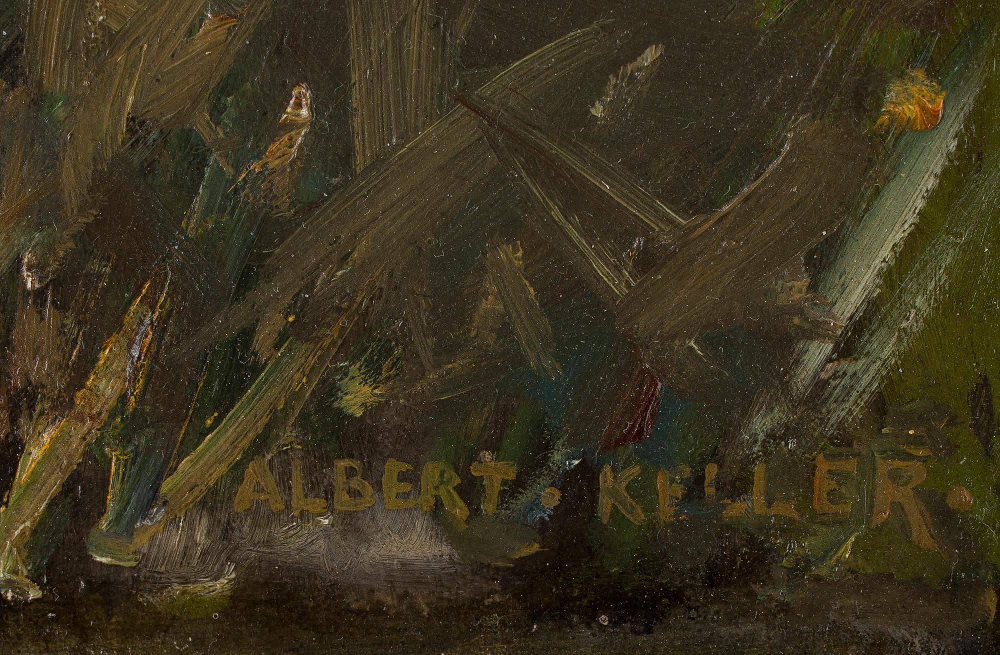 ALBERT VON KELLER. Tillskriven. Olja på pannå, signerad.