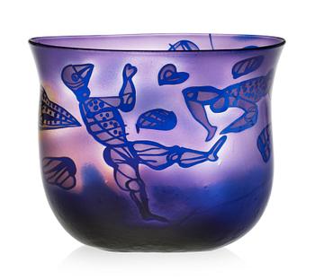 A Bertil Vallien glass bowl, Kosta Boda 1987.