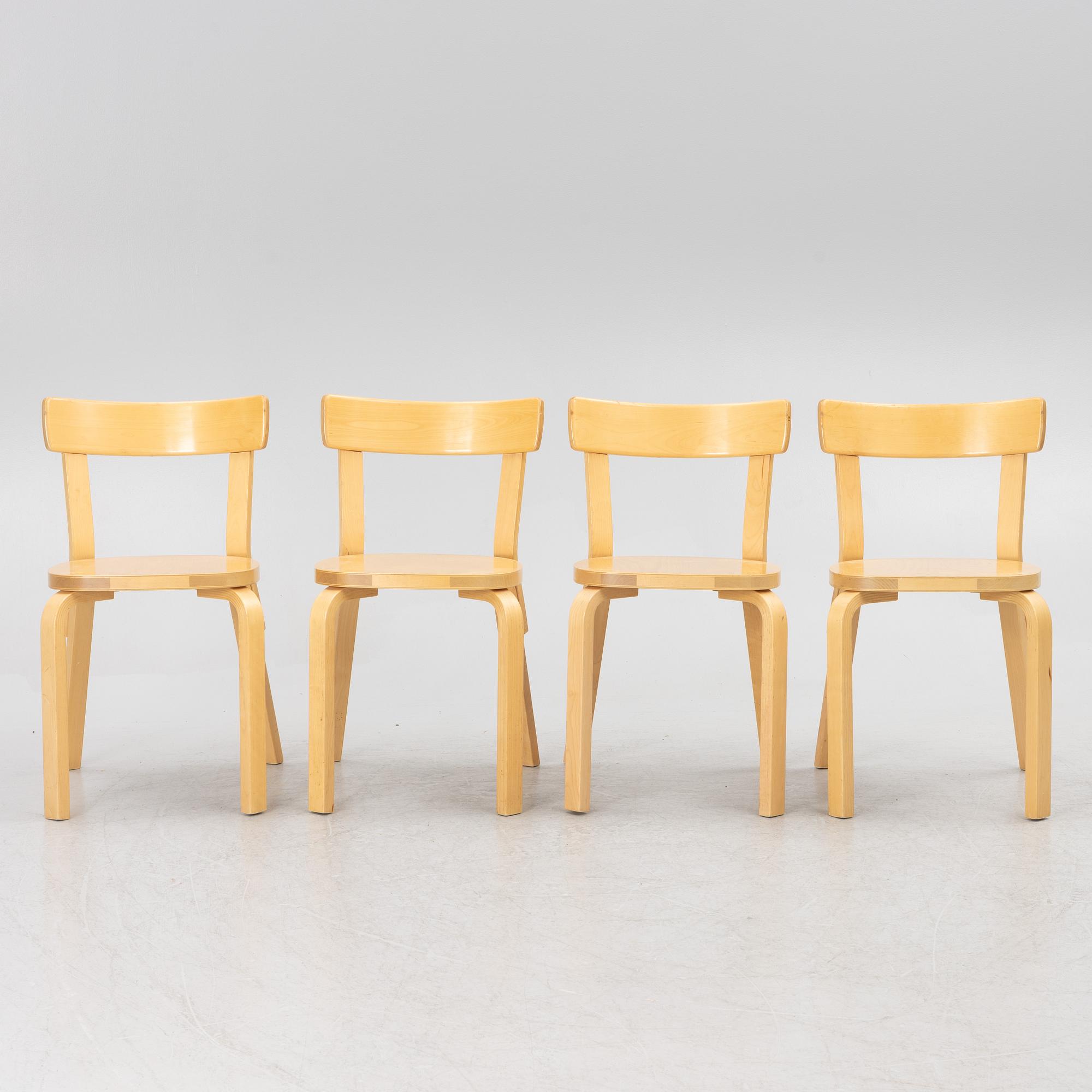 Alvar Aalto, a set of 4 model 69 chairs, Artek, Finland, second half of the 20th century.