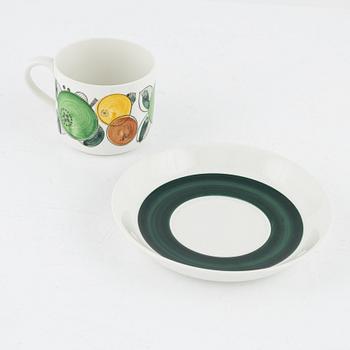 Hertha Bengtson, two 'Fructus' coffee cups with saucer, Rörstrand.