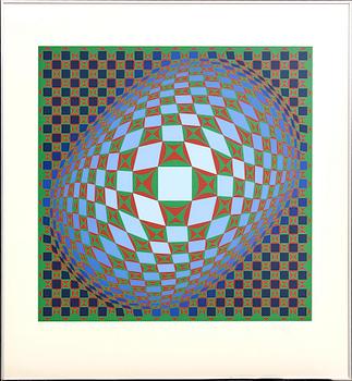 VICTOR VASARELY, färgserigrafi, "Vilag" 1975, signerad och numrerad 26/275.