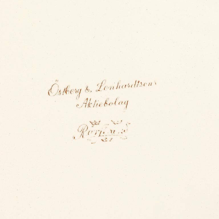 BRICKA, flintgods och nysilver, Rörstrand samt Östberg & L, sekelskiftet 1900.