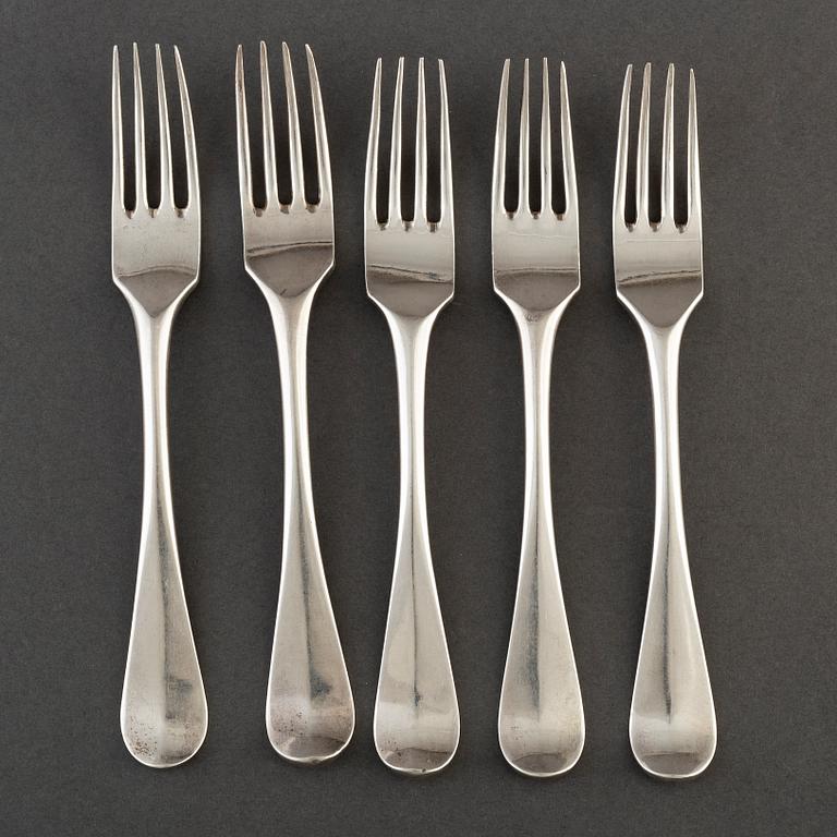 JONAS TROSELIUS, gafflar 5 st, silver, Stockholm 1807.
