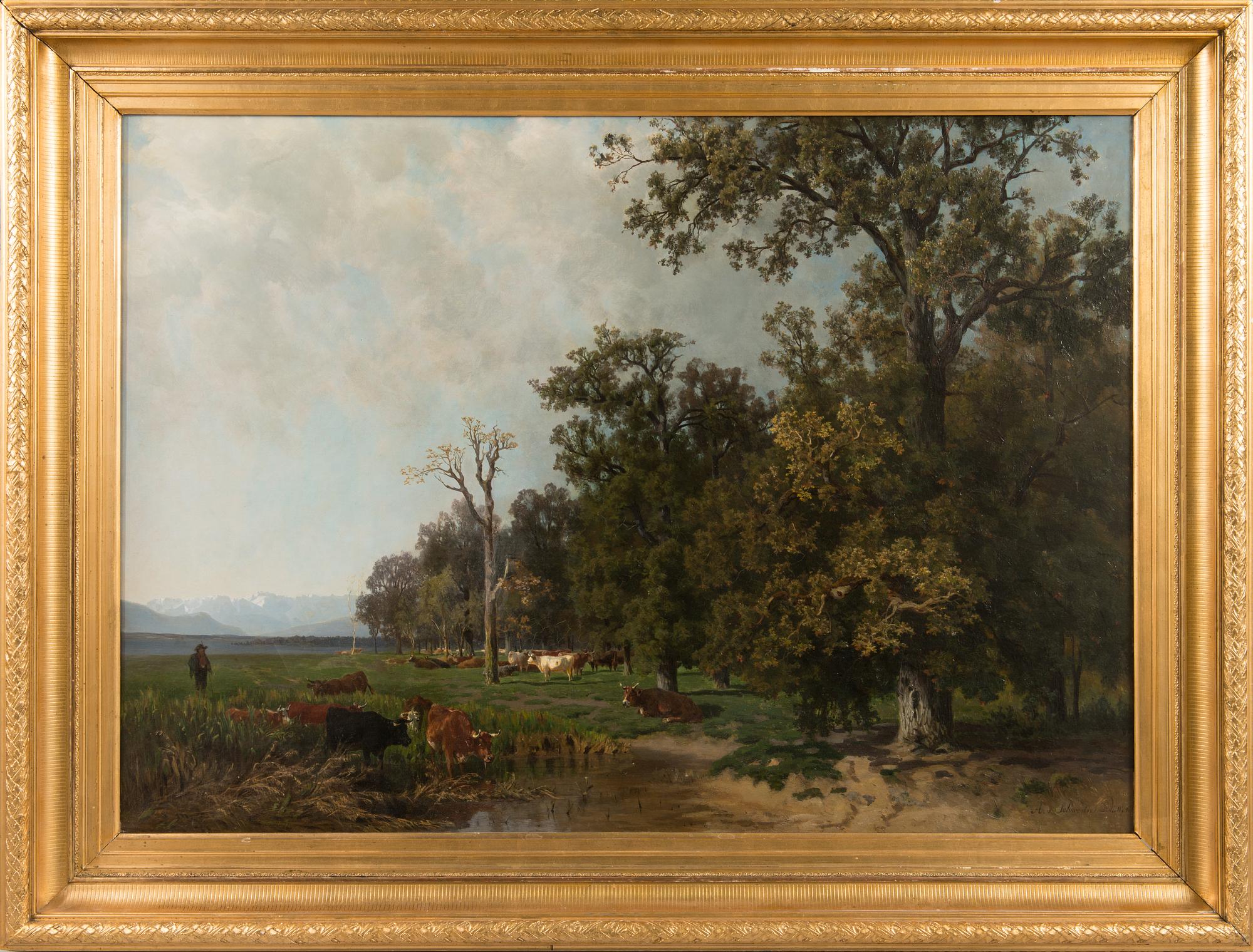 Amalia von Schwerin, oil on canvas, signed and dated 1844.