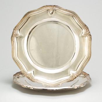 A pair of French 19th century silver dishes, one marked Emil Puiforcat, Paris. Louis XV-style.