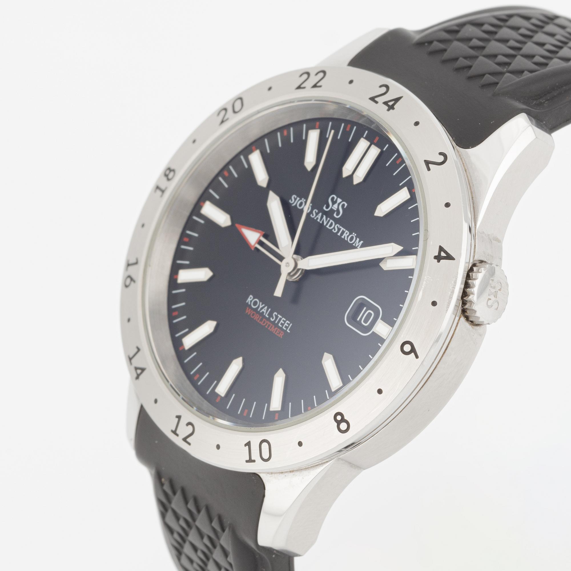 Sjöö Sandström, Royal Steel, Worldtimer, "SÄPO/Swedish Security Service", armbandsur, 41 mm.