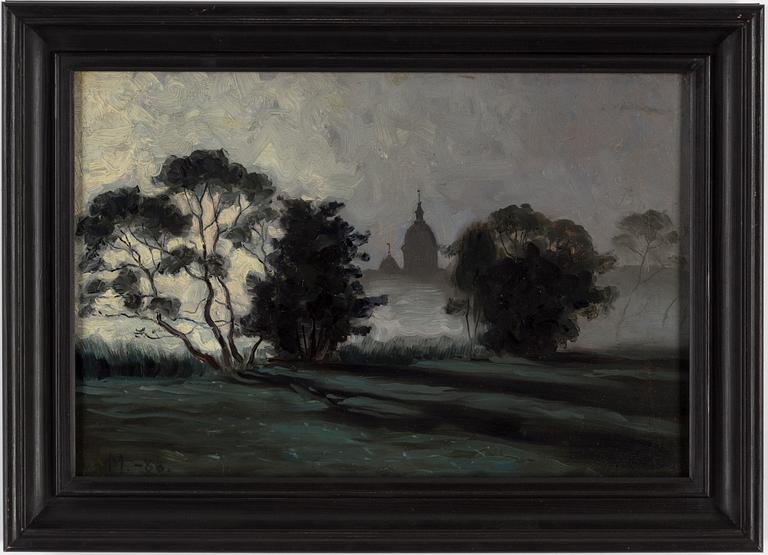 AXEL PETTER MALMGREN, oil on canvas laid down on paper-panel, signed A.M. and dated -86.