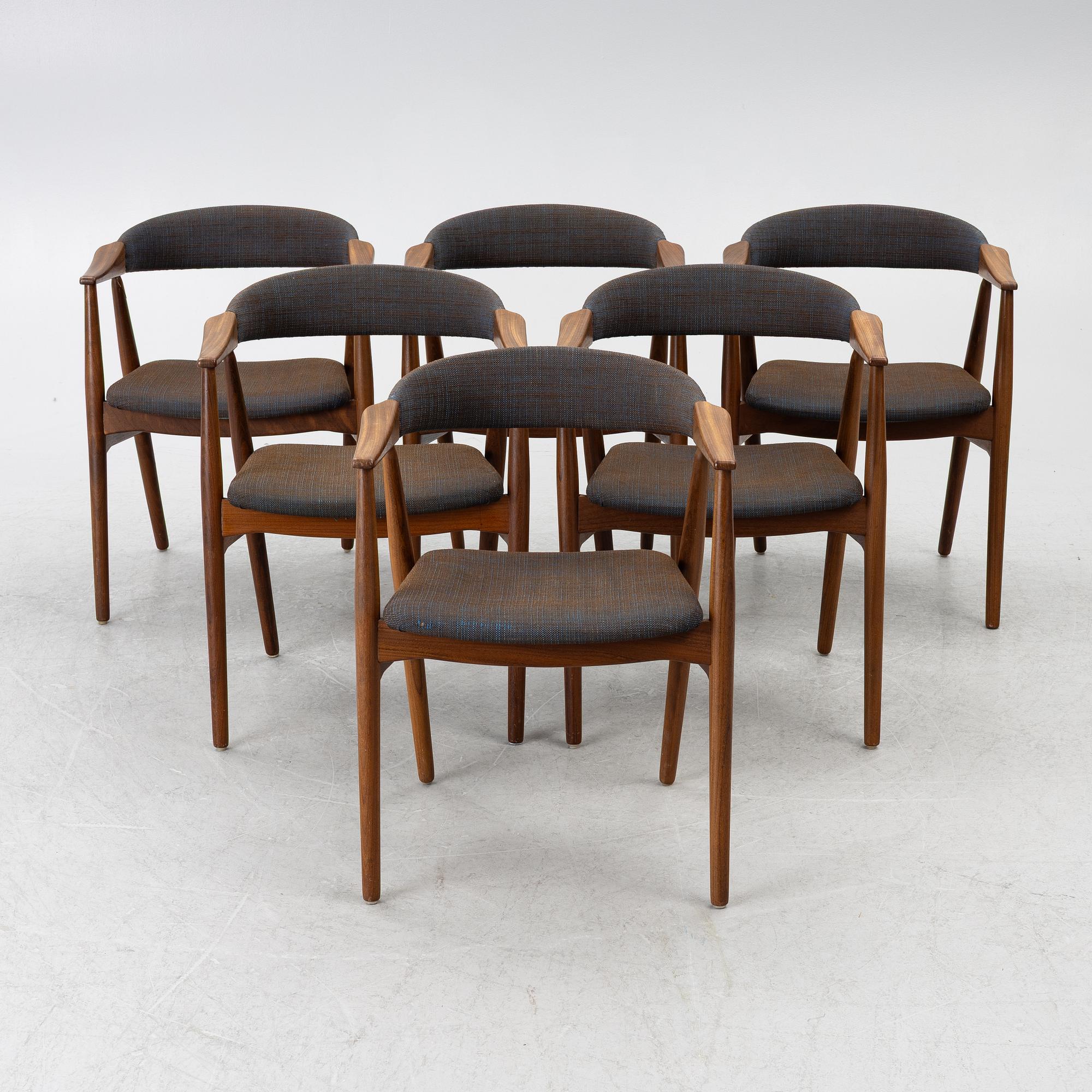 Thomas Harlev, six model 213 chairs, Farstrup, Denmark 1950s/60s.