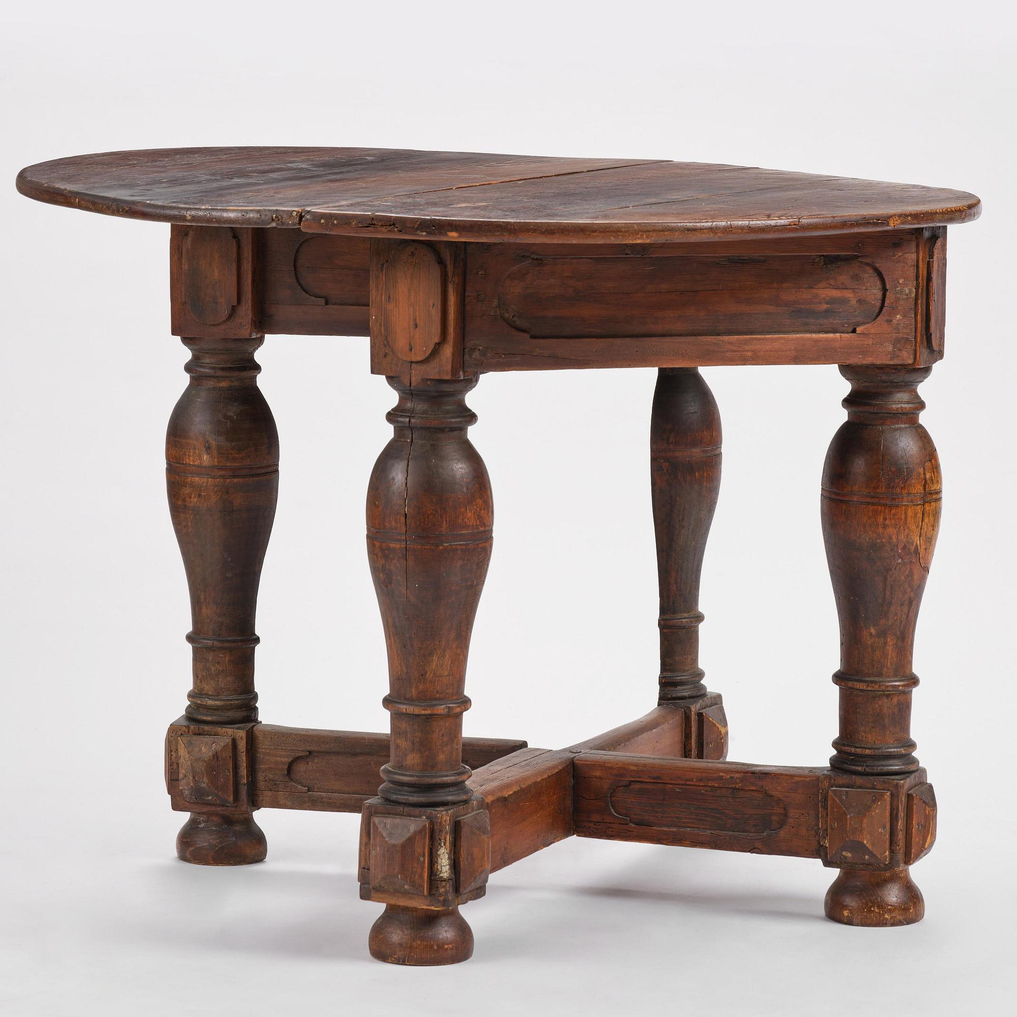 A Swedish Baroque gate-leg table, early 18th century.