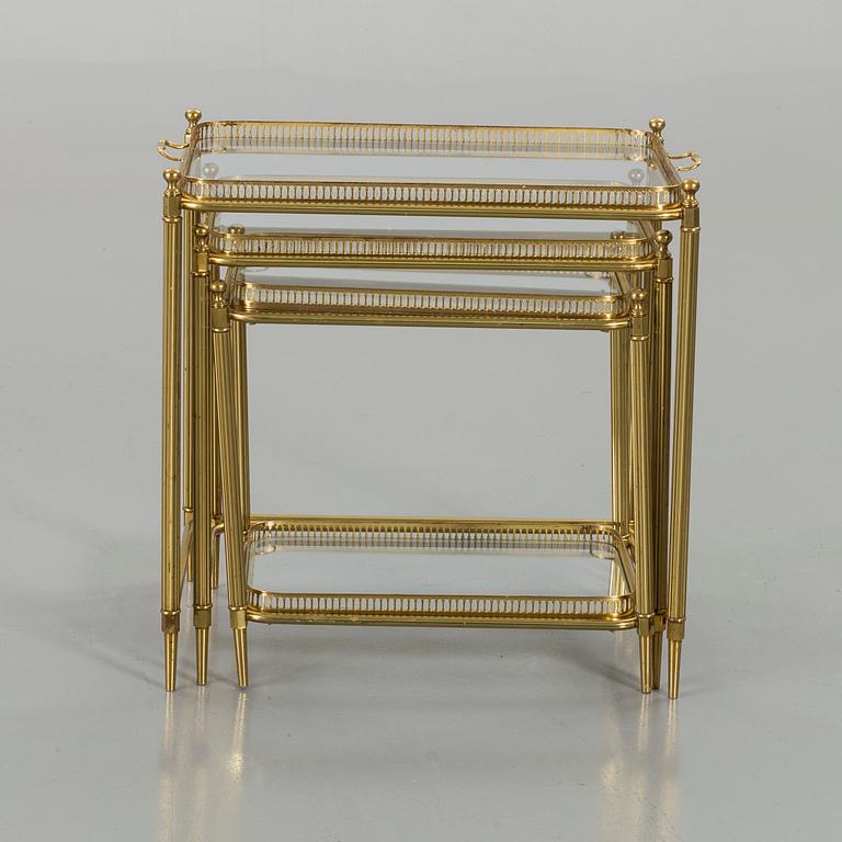 A BRASS NESTING TABLE SECOND HALF  OF 20TH CENTURY,