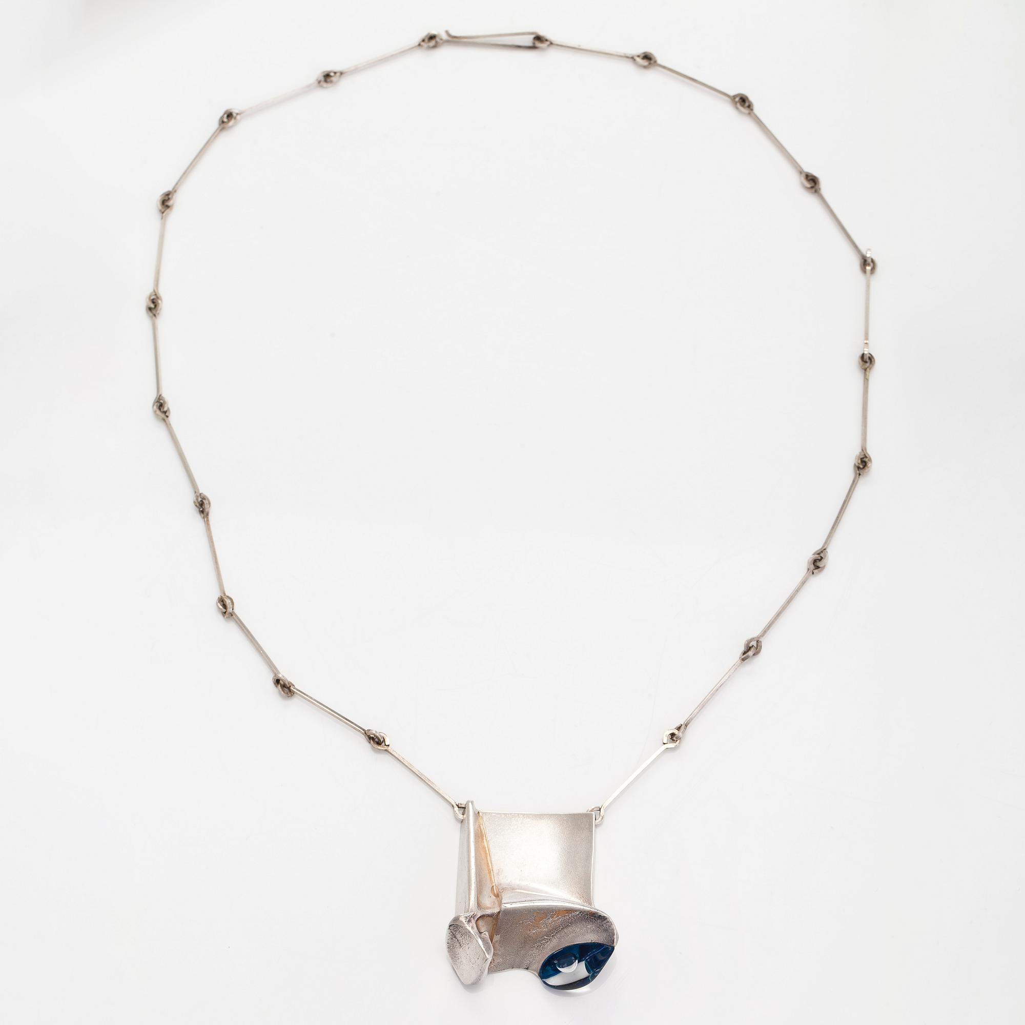 Björn Weckström, necklace, “Monolit”, silver, acrylic, Lapponia, 1973.